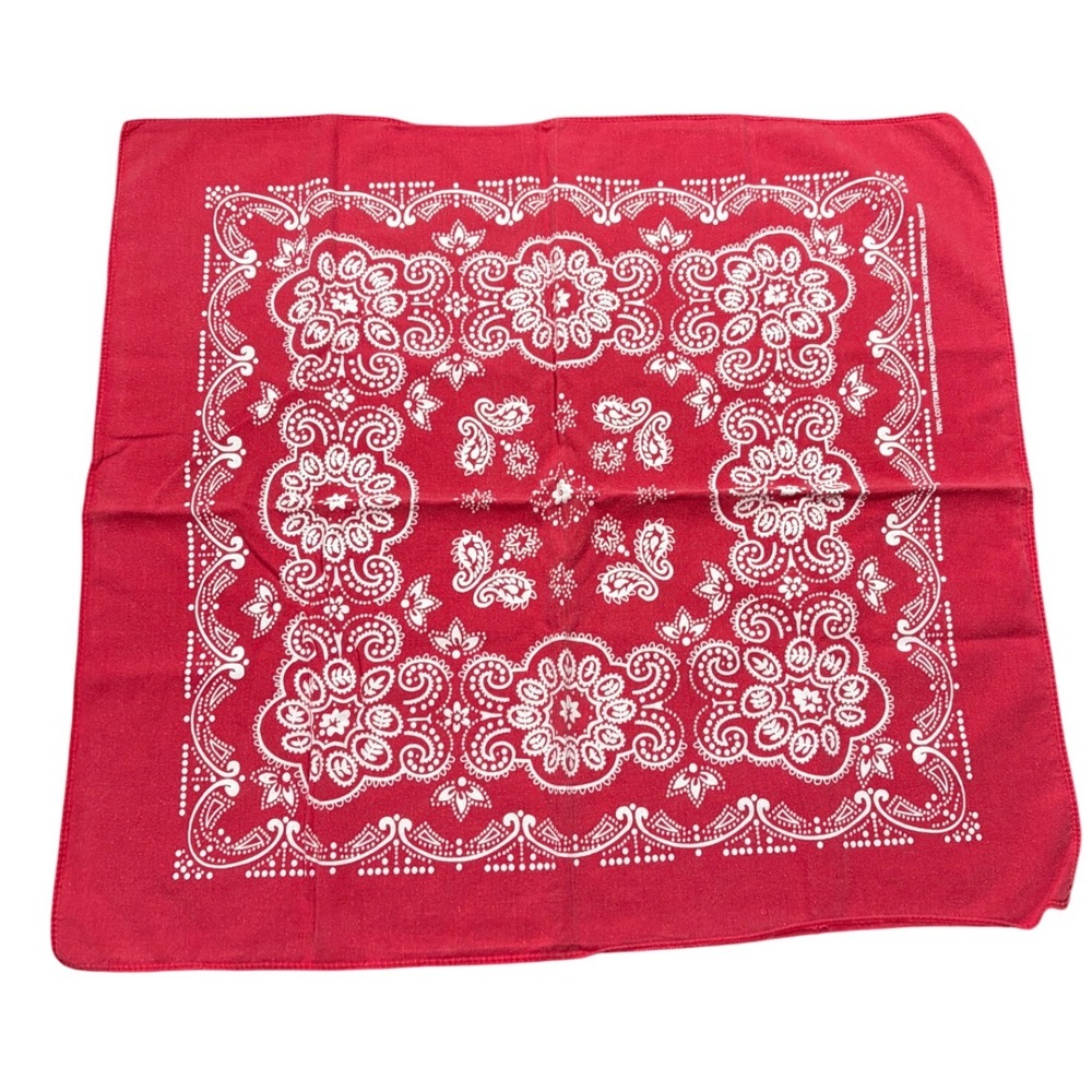 Vintage Oriental Trading Company Red Paisley Cotton Bandana Scarf 21x21